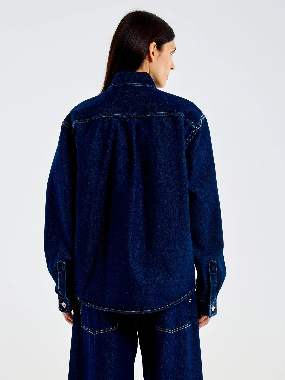 VICOLO Camicia Denim Rinse Blu Scuro Cotone S