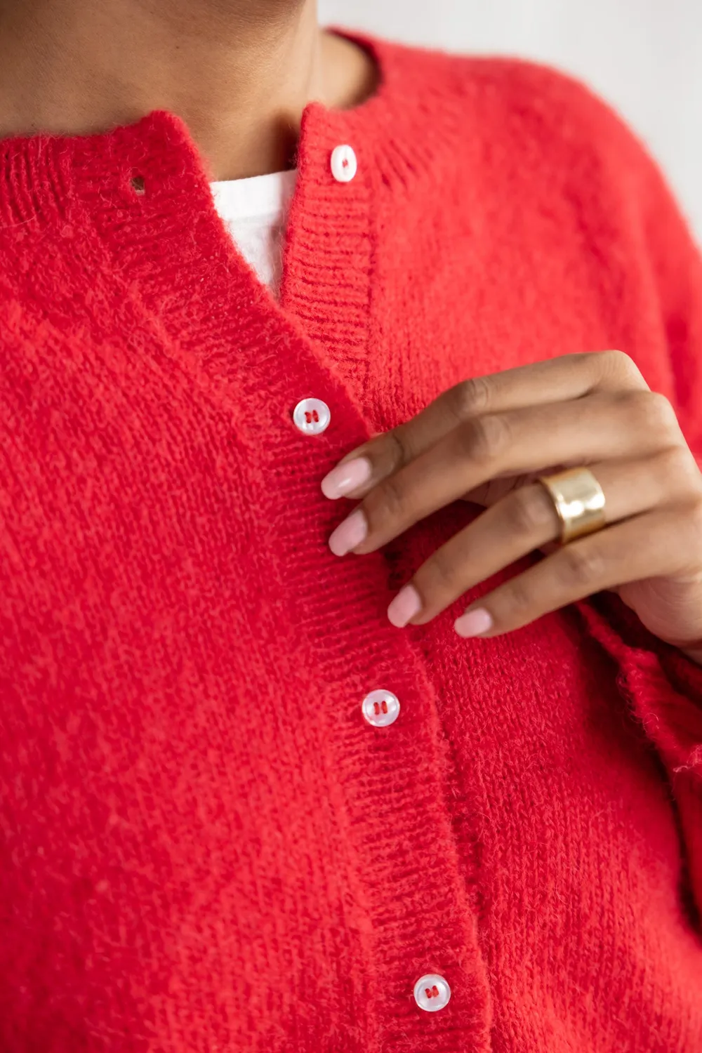 Jyoti Sullana cardigan baby alpaca corallo leggero