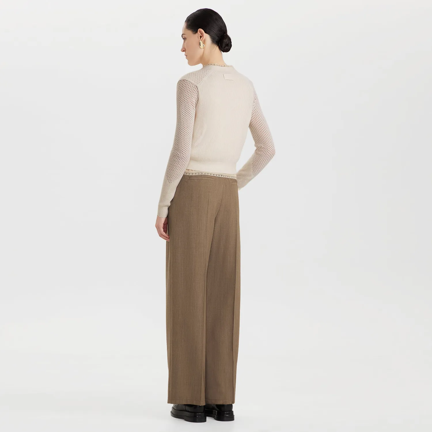 Ports 1961 Cardigan Cashmere Traforato bianco