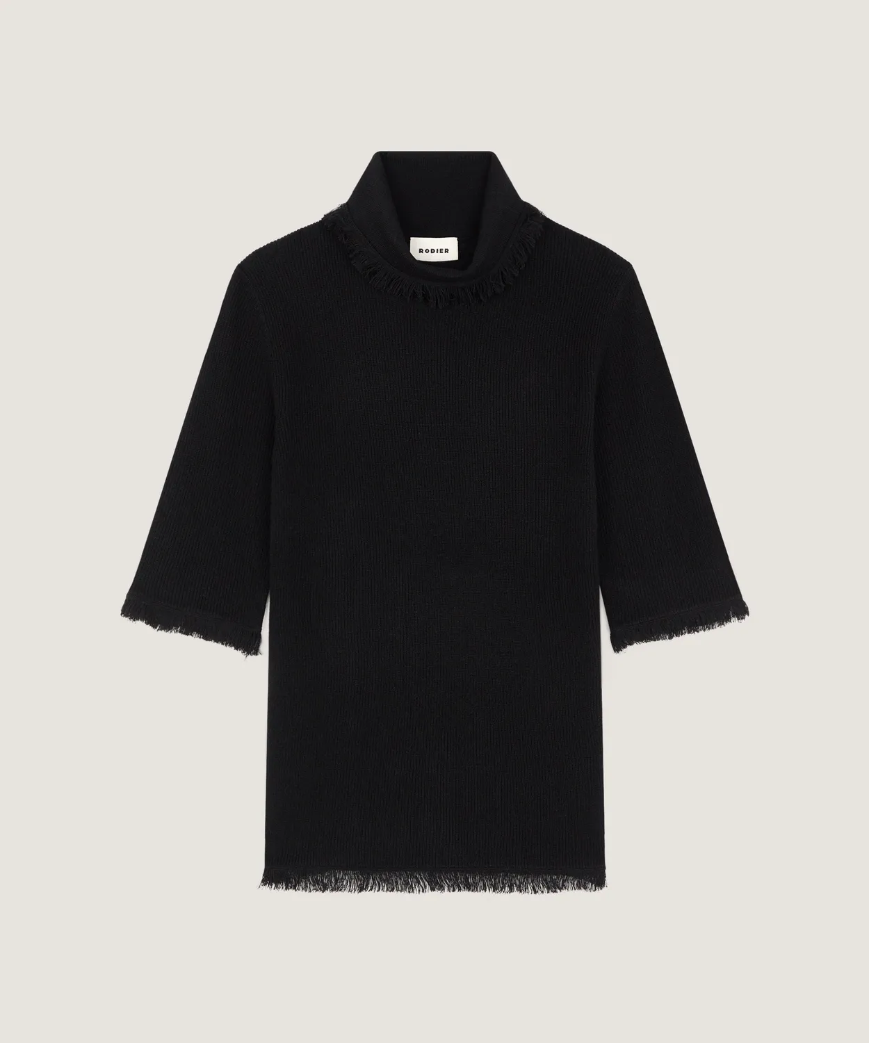 Rodier maglione dolcevita nero maniche corte