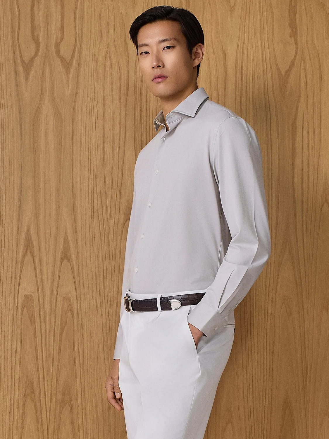 Paul Taylor Camicia Tecnica Grigio Chiaro Regular Fit No Iron