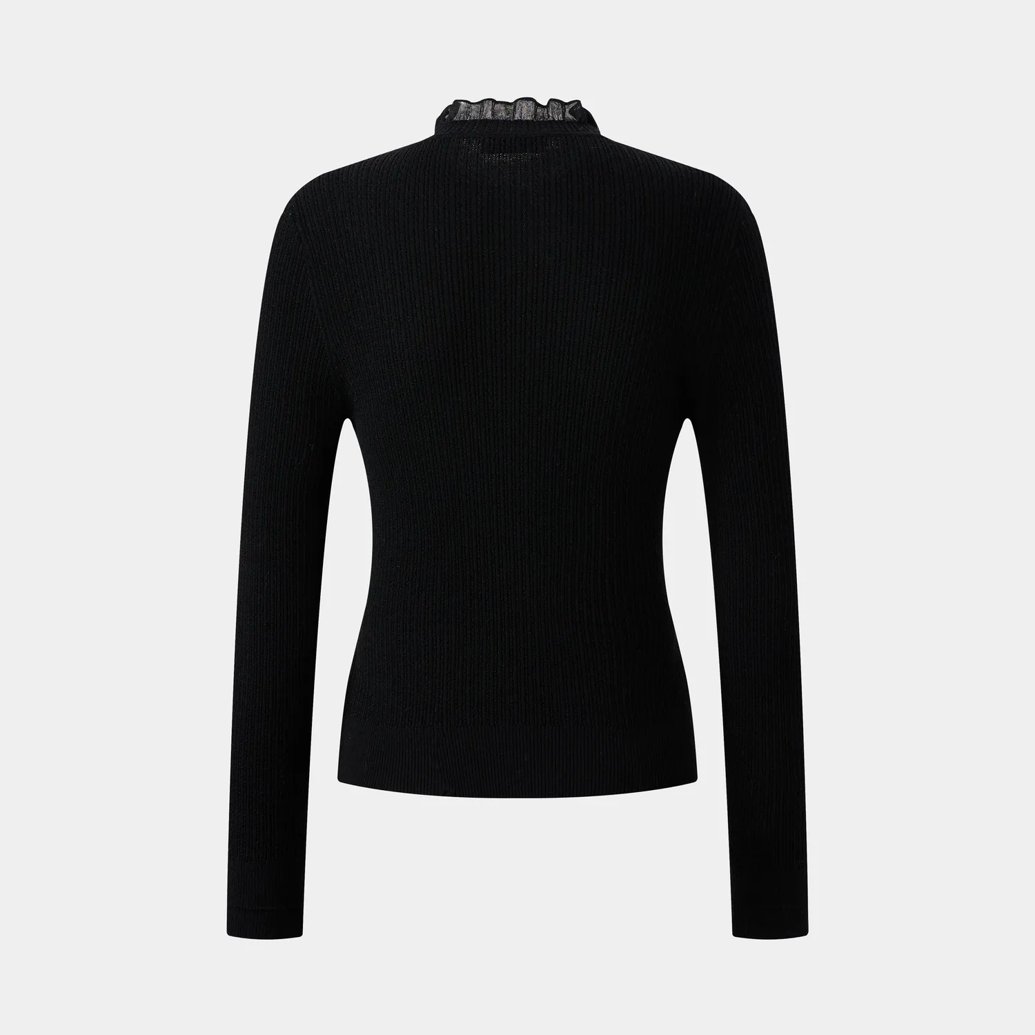 Ports Ruffle Turtleneck Knitwear maglia nera collo volant