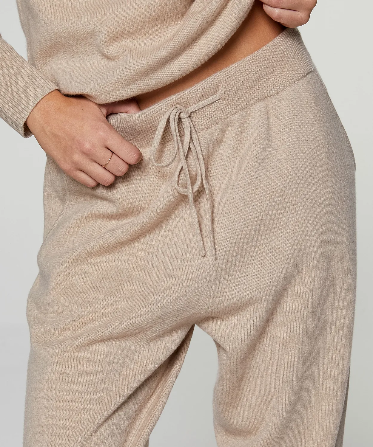 Rodier Jogging Pantaloni cashmere beige caviglia