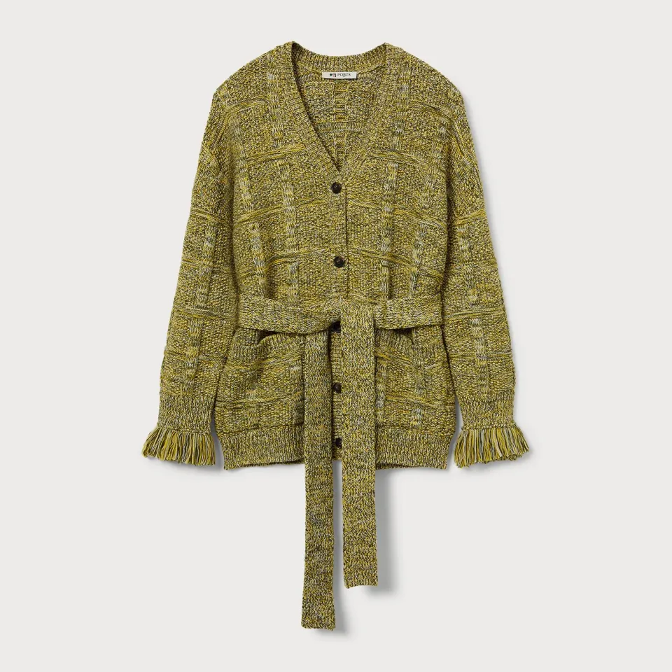 Ports 1961 Cardigan Lana con Cintura lime