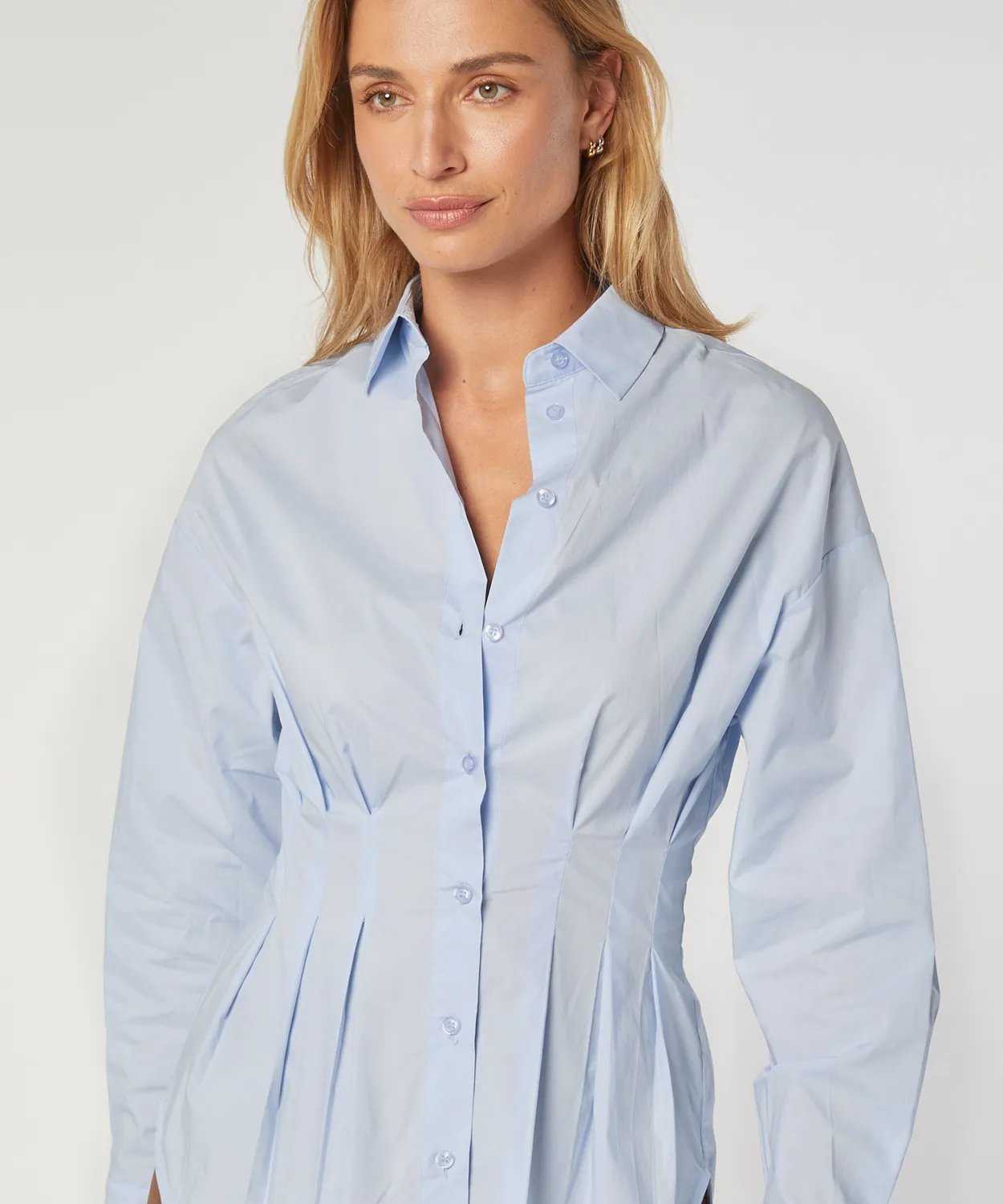 Rodier Camicia Aderente Cotone celeste S-XL sagomata