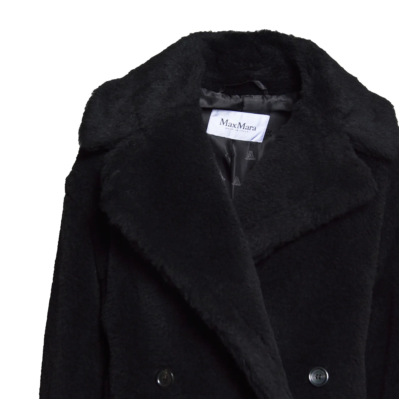 Max Mara Alcuno cappotto donna nero alpaca e seta