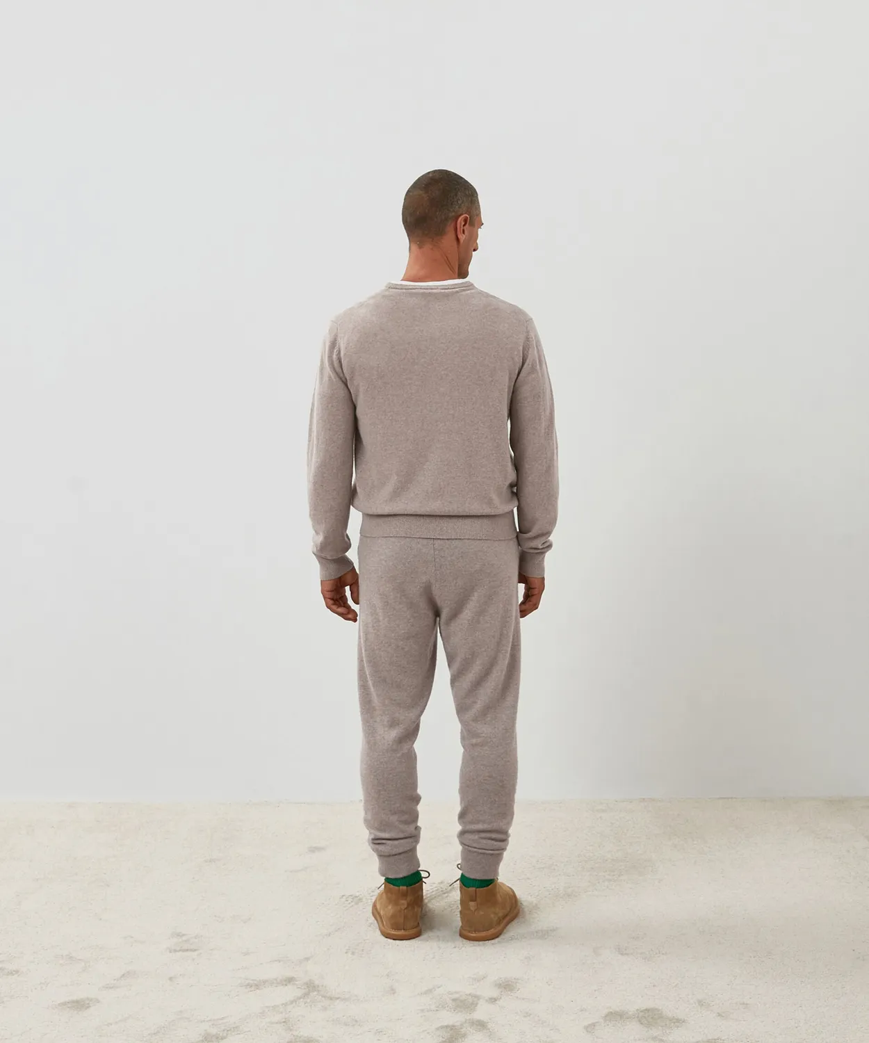 Rodier maglione cashmere uomo scollo V beige scuro