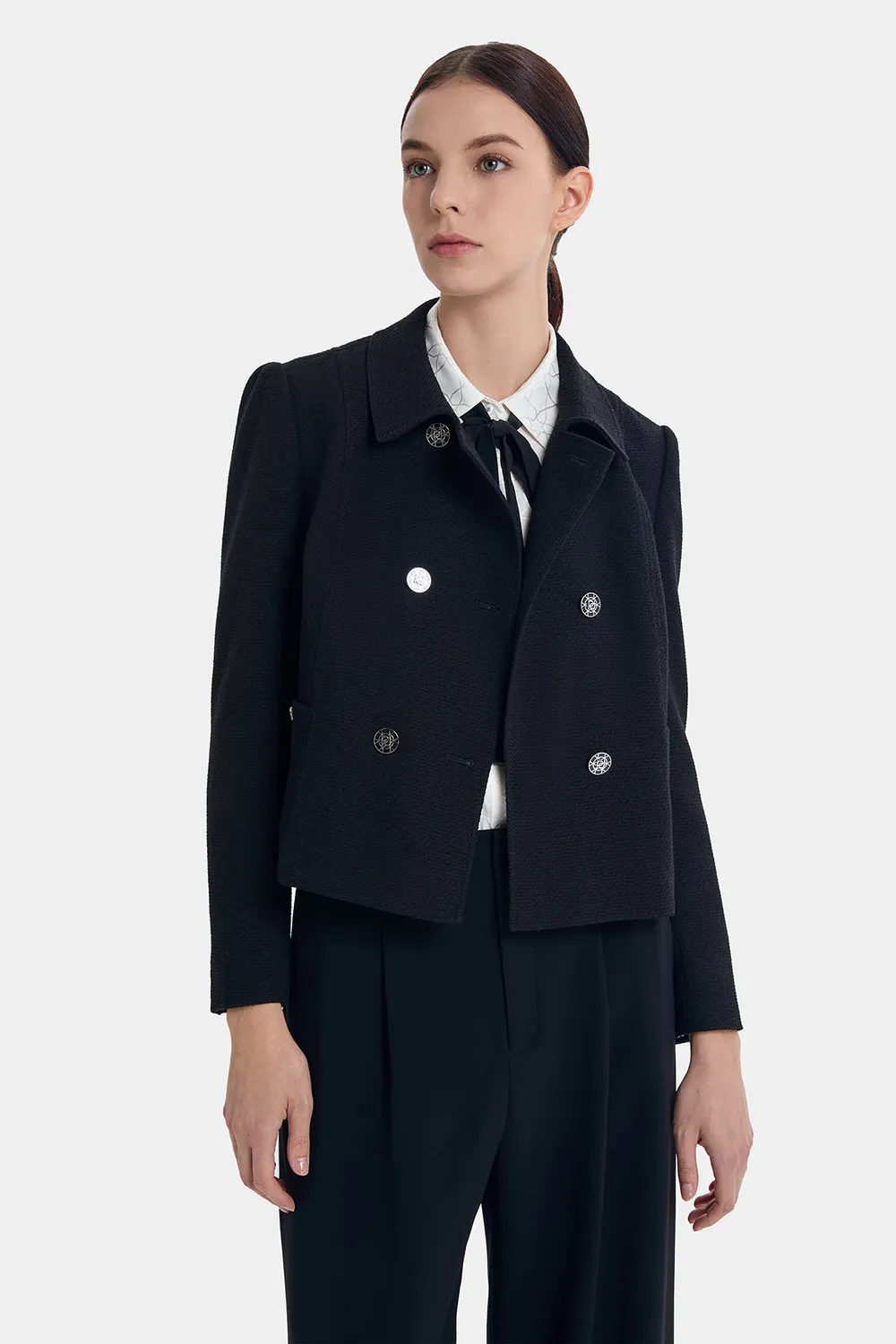 Ports FW24 blazer doppiopetto nero bottoni argento 6