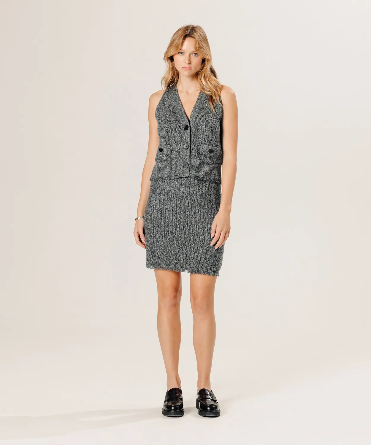 Rodier cardigan gilet lana cashmere grigio