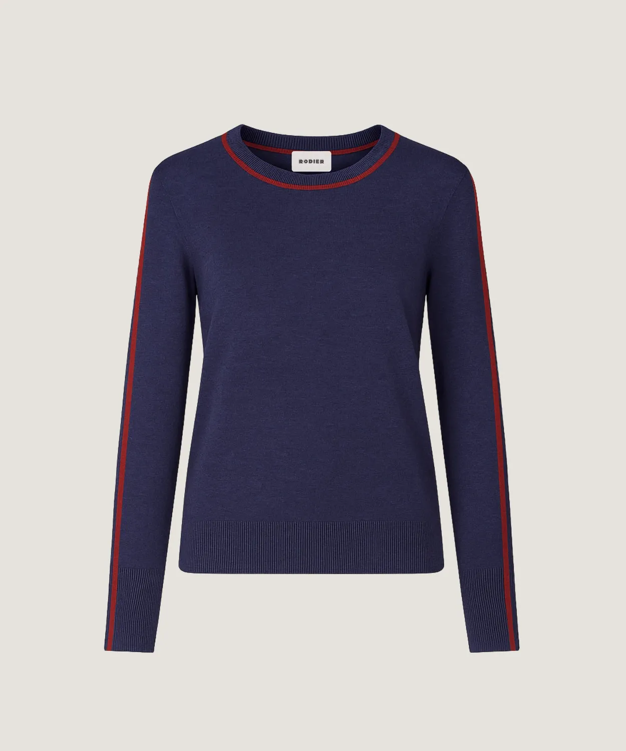 Rodier Maglione Girocollo Bicolore Denim Blue