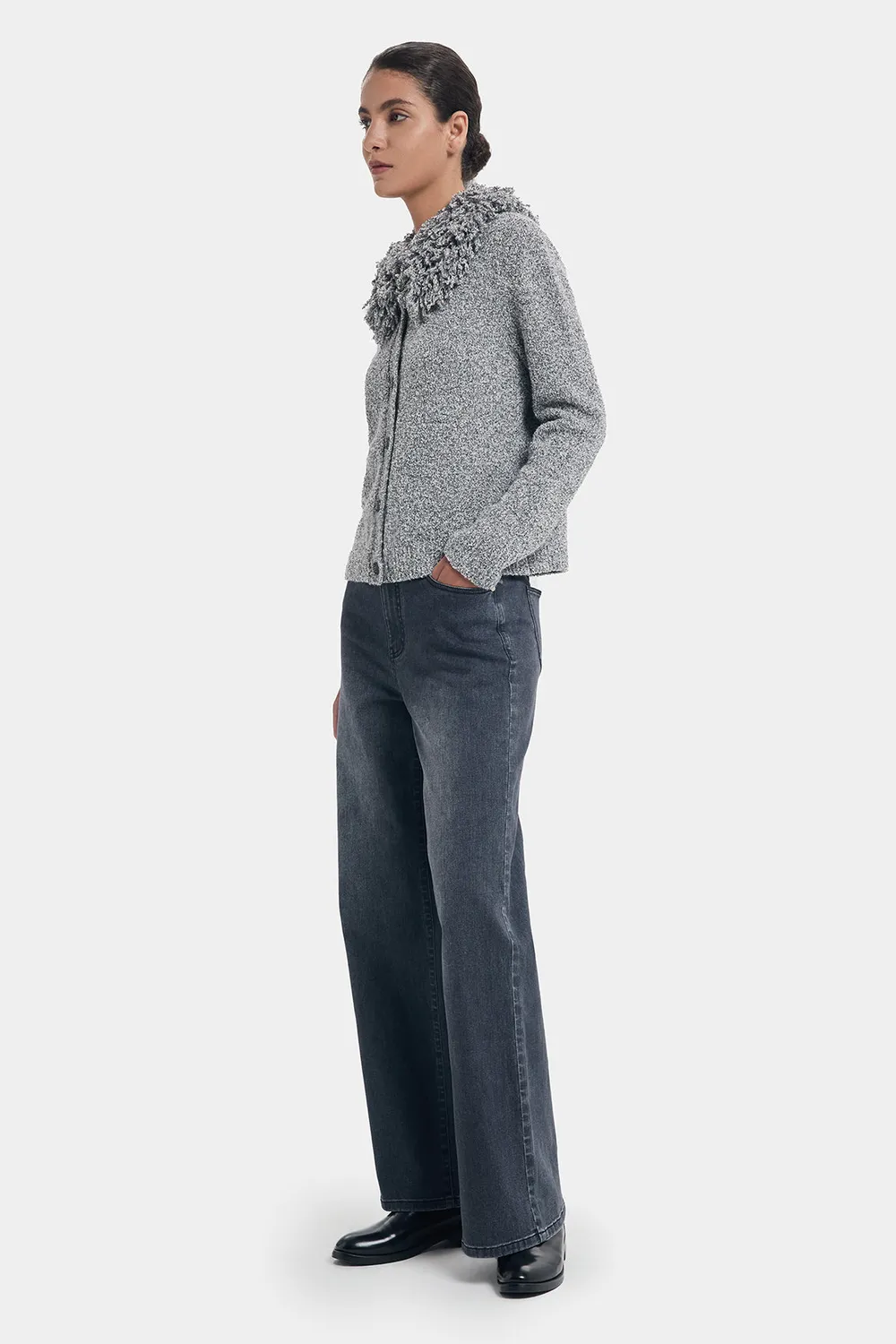 PORTS FW24 LT9K039UZD019 cardigan grigio 2 in misto lana