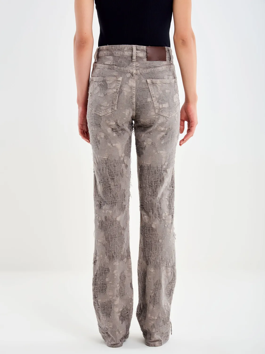 Vicolo Linette jeans flare grigi sfilacciati cotone