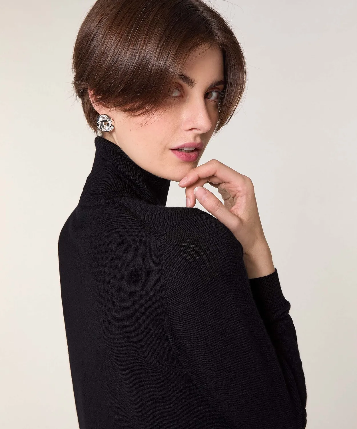 Rodier maglione dolcevita merino nero maglia 12