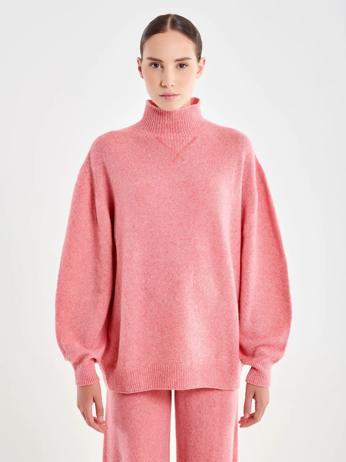 Vicolo Pull scollo cratere maglia rosa unica