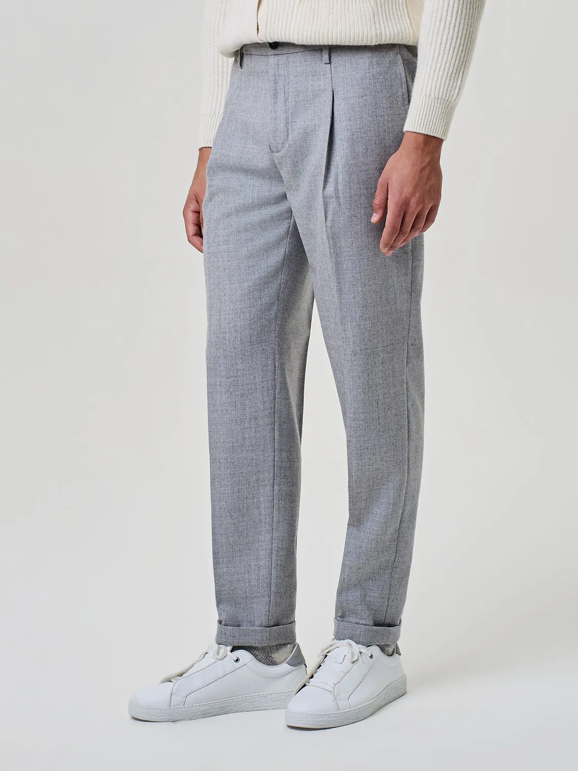 Paul Taylor pantalone flanella misto lana grigio chiaro