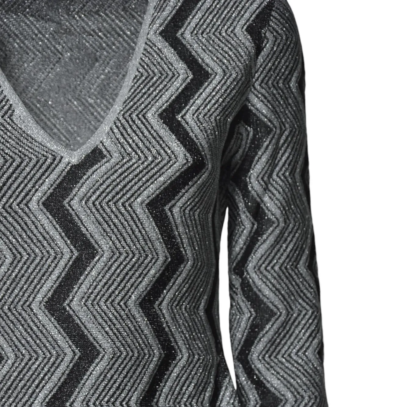 Missoni DS24WG3SBK042K abito nero argento viscosa chevron lamé