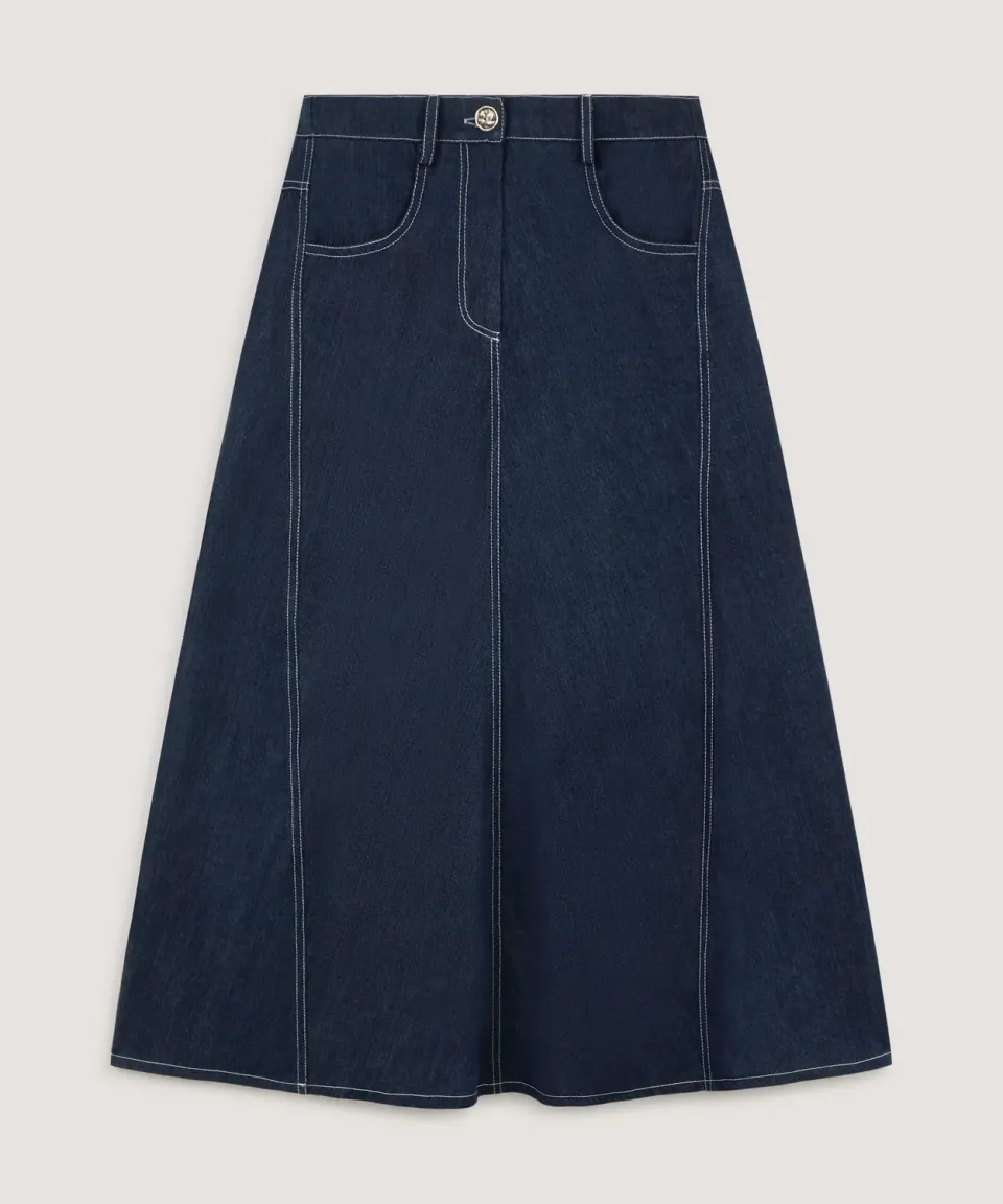 Rodier Gonna Lunga Denim Blu Denim