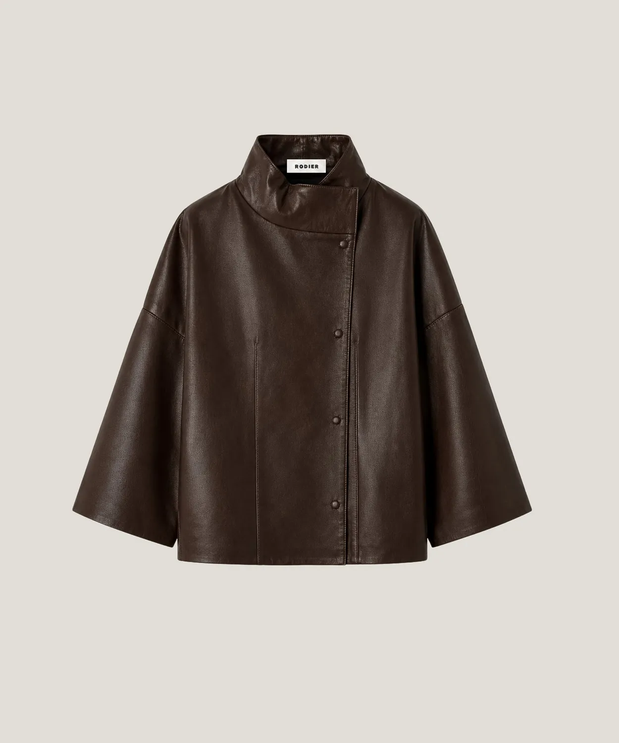 Rodier Giacca bomber pelle agnello marrone oversize