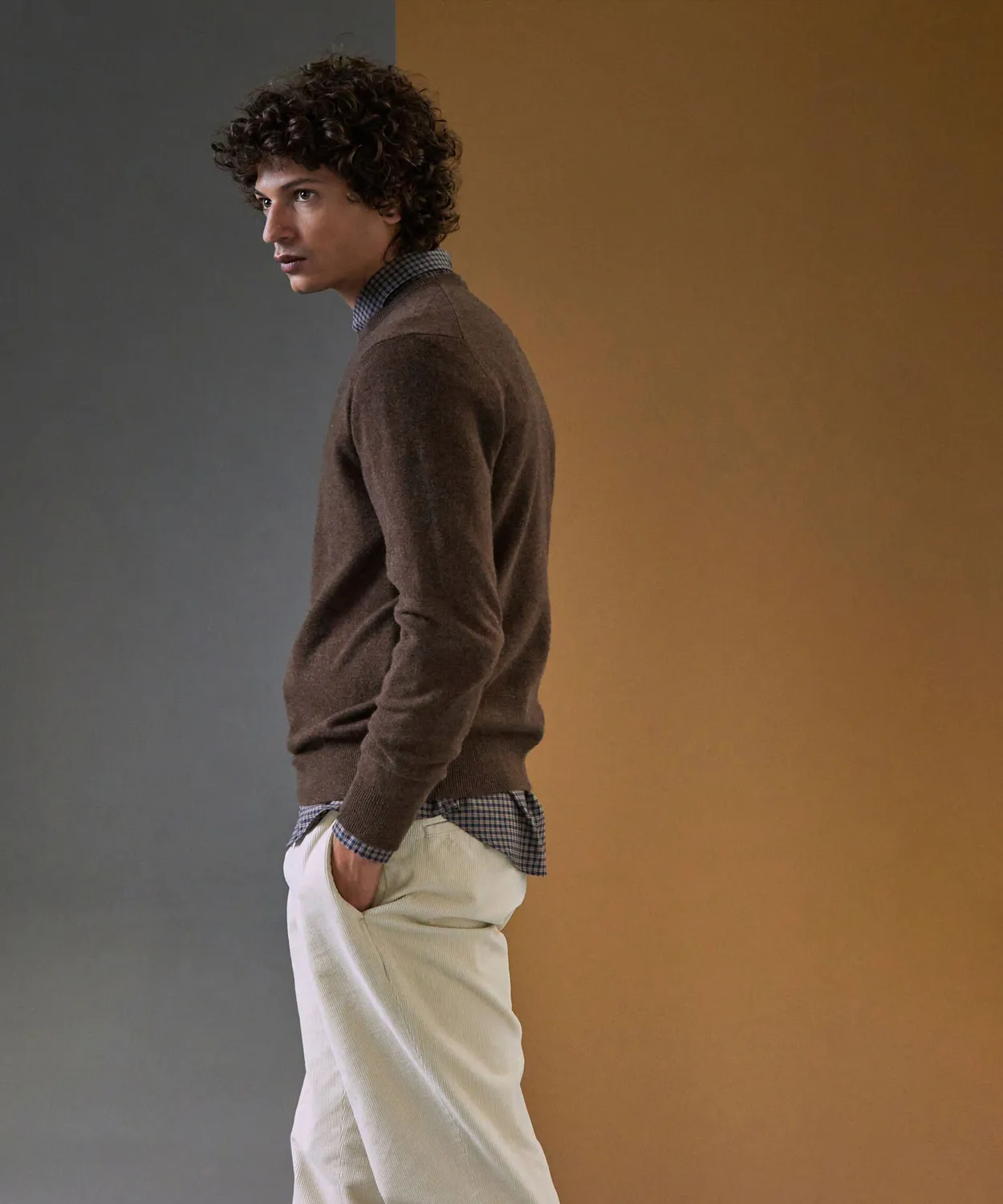 Rodier maglione girocollo uomo cashmere testa di moro