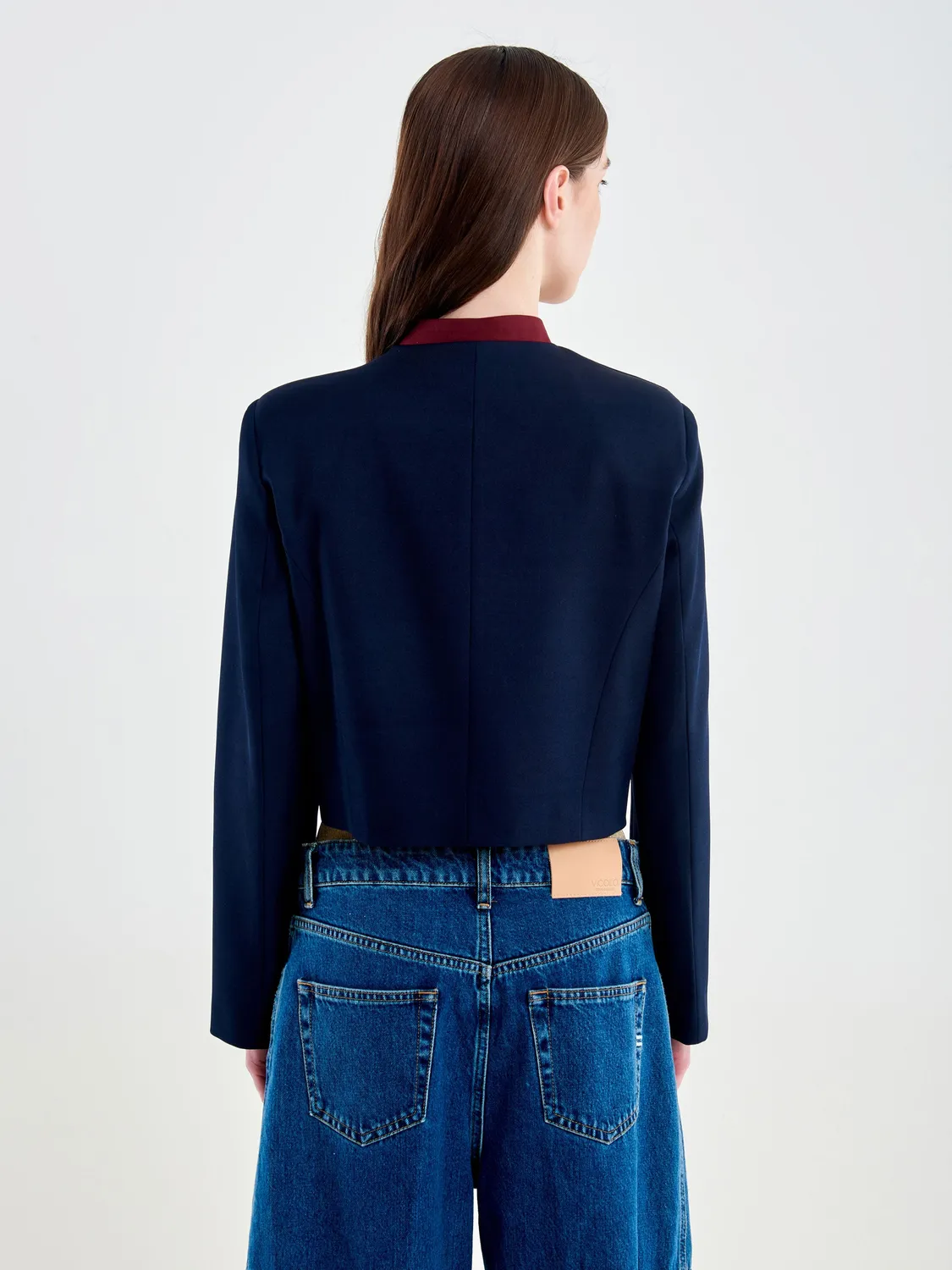 Vicolo Giacca Corta Coreana Blu Bottoni Gioiello S M L