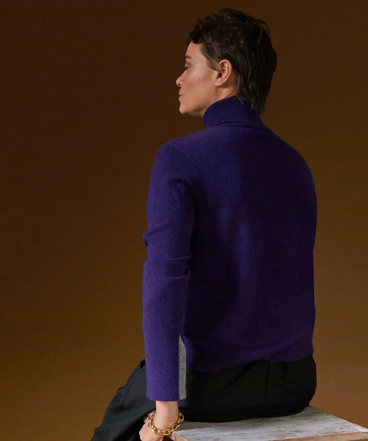 Rodier Maglione Dolcevita in Cashmere Viola Scuro