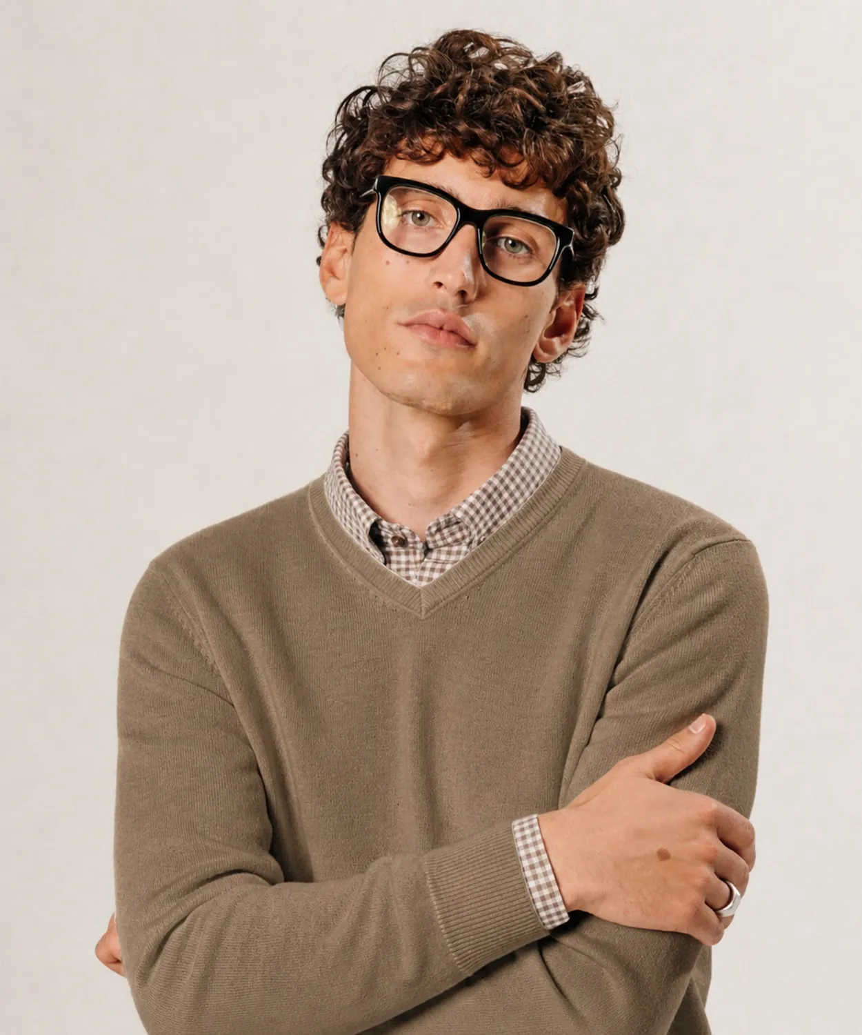 Rodier Pullover scollo a V merino beige scuro