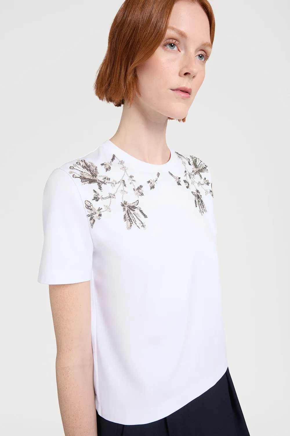 PORTS 1961 t-shirt Sketch Bloom bianca ricamata