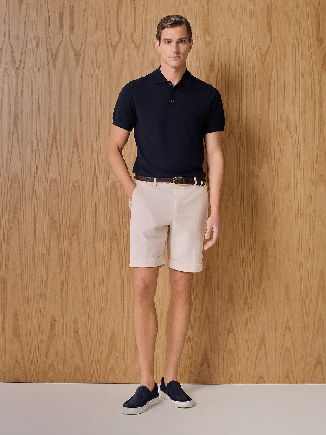 Paul Taylor polo maglia blu misto seta cashmere