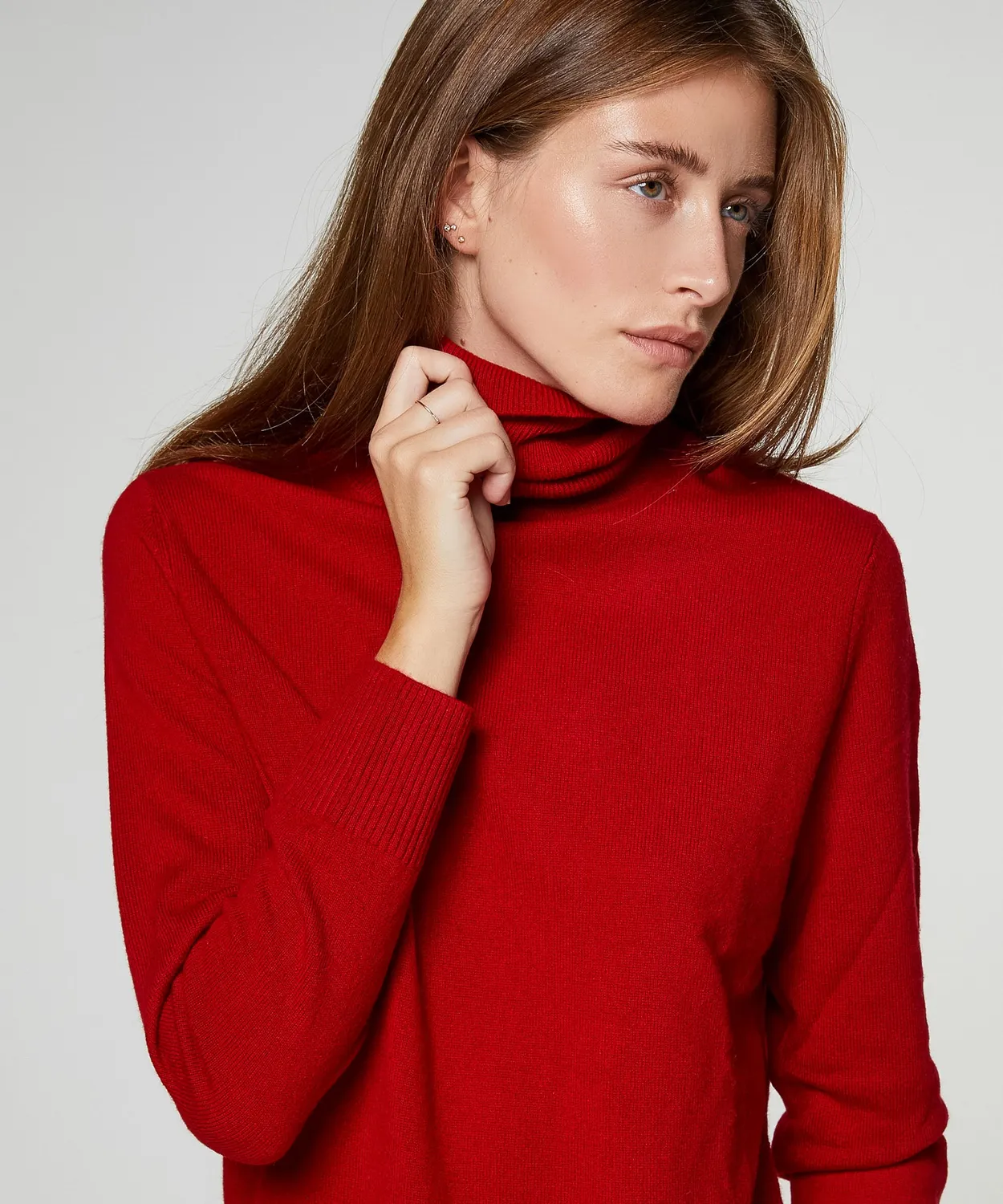 Rodier Maglia Dolcevita Cashmere Rosso 100% Cashmere