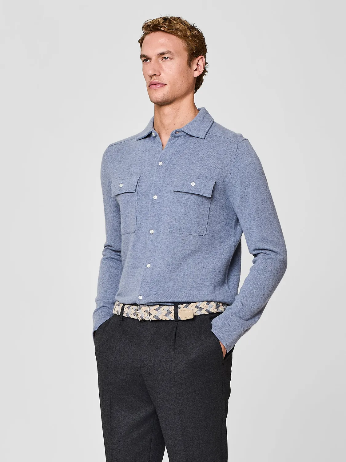 Paul Taylor camicia maglia lana angora dusty blue finezza 7