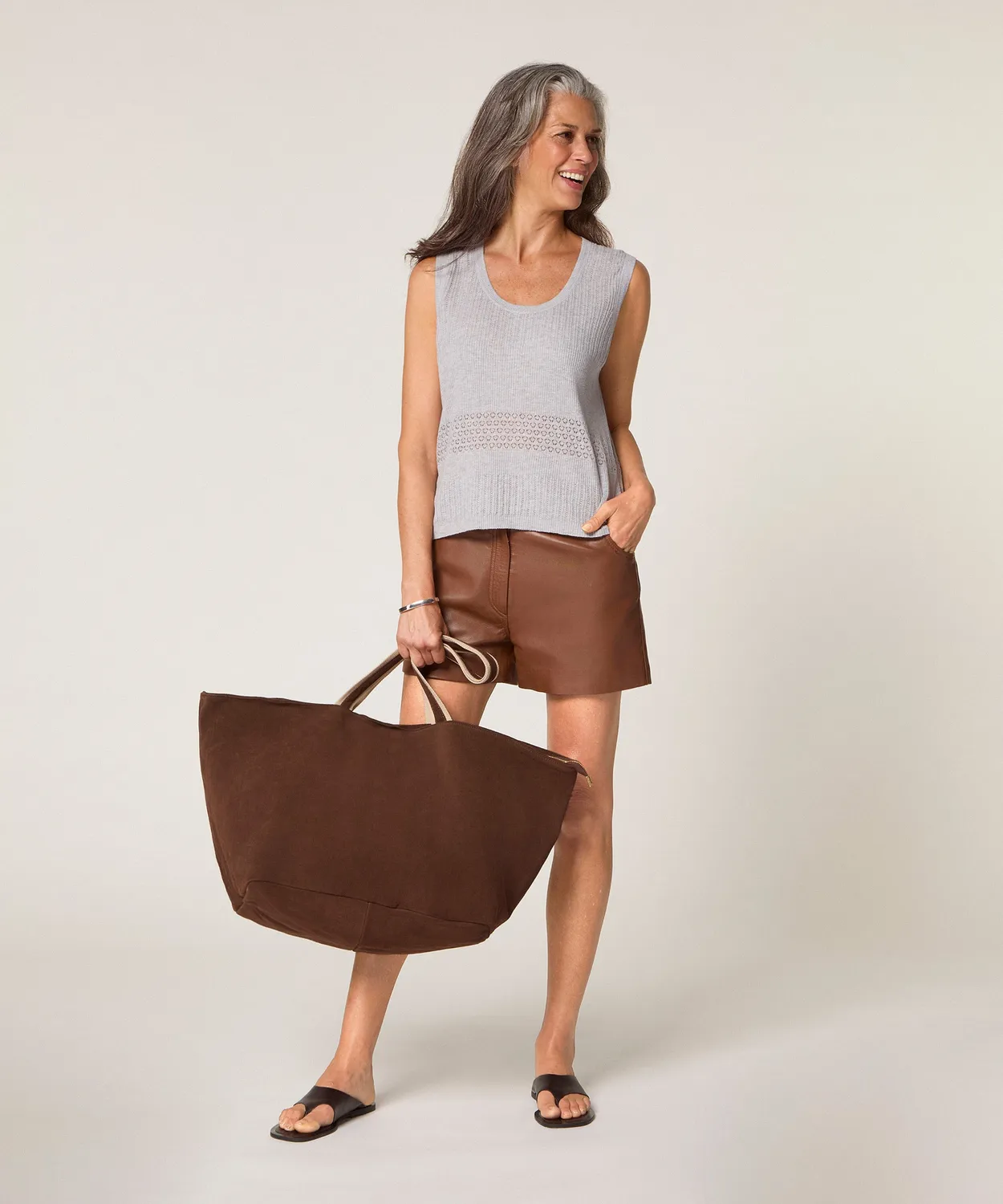 Rodier Pantaloncini in Pelle Marrone Pelle Agnello