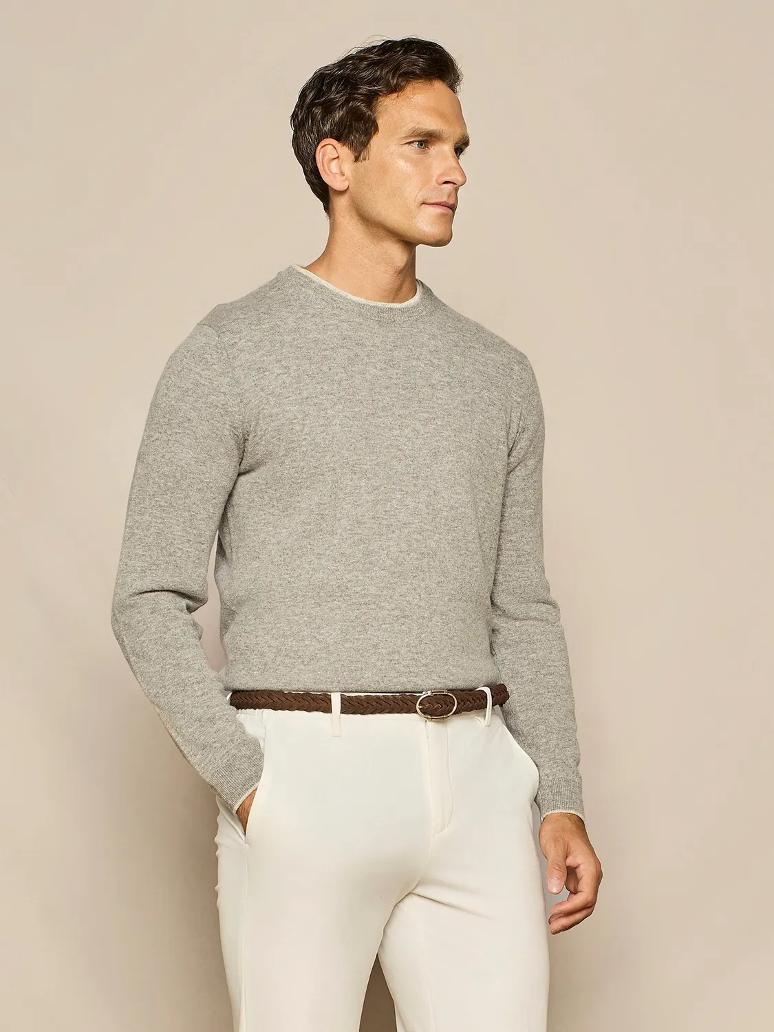 Paul Taylor maglia girocollo misto cashmere grigio melange