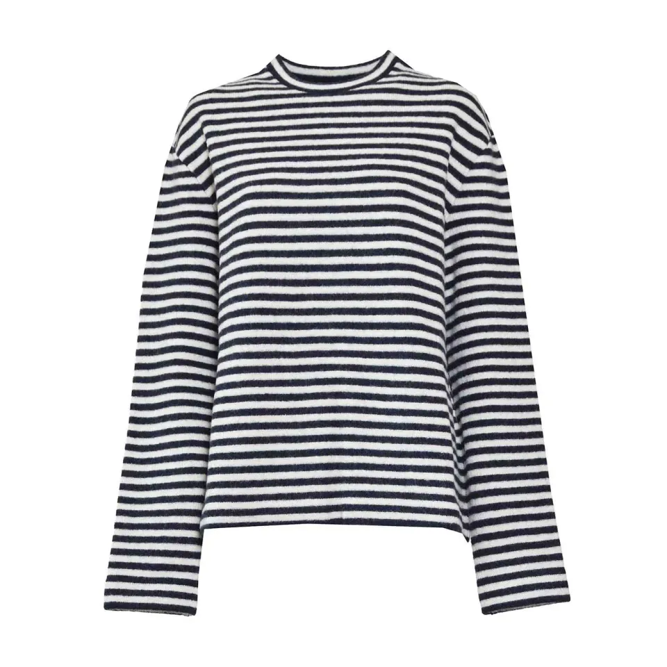 Jil Sander J40NH0008J20077 Pullover Lana Donna Righe Bianco Blu