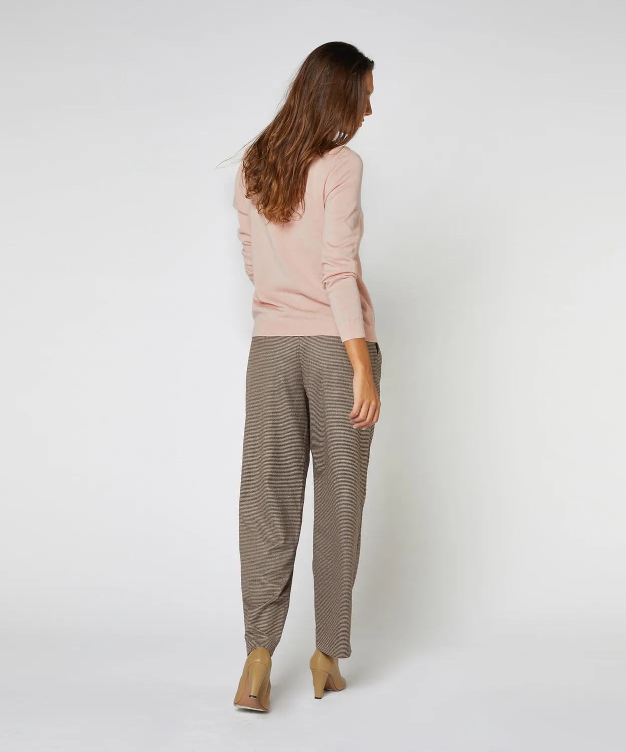 Rodier maglione scollo V lana merino rosa perla fine