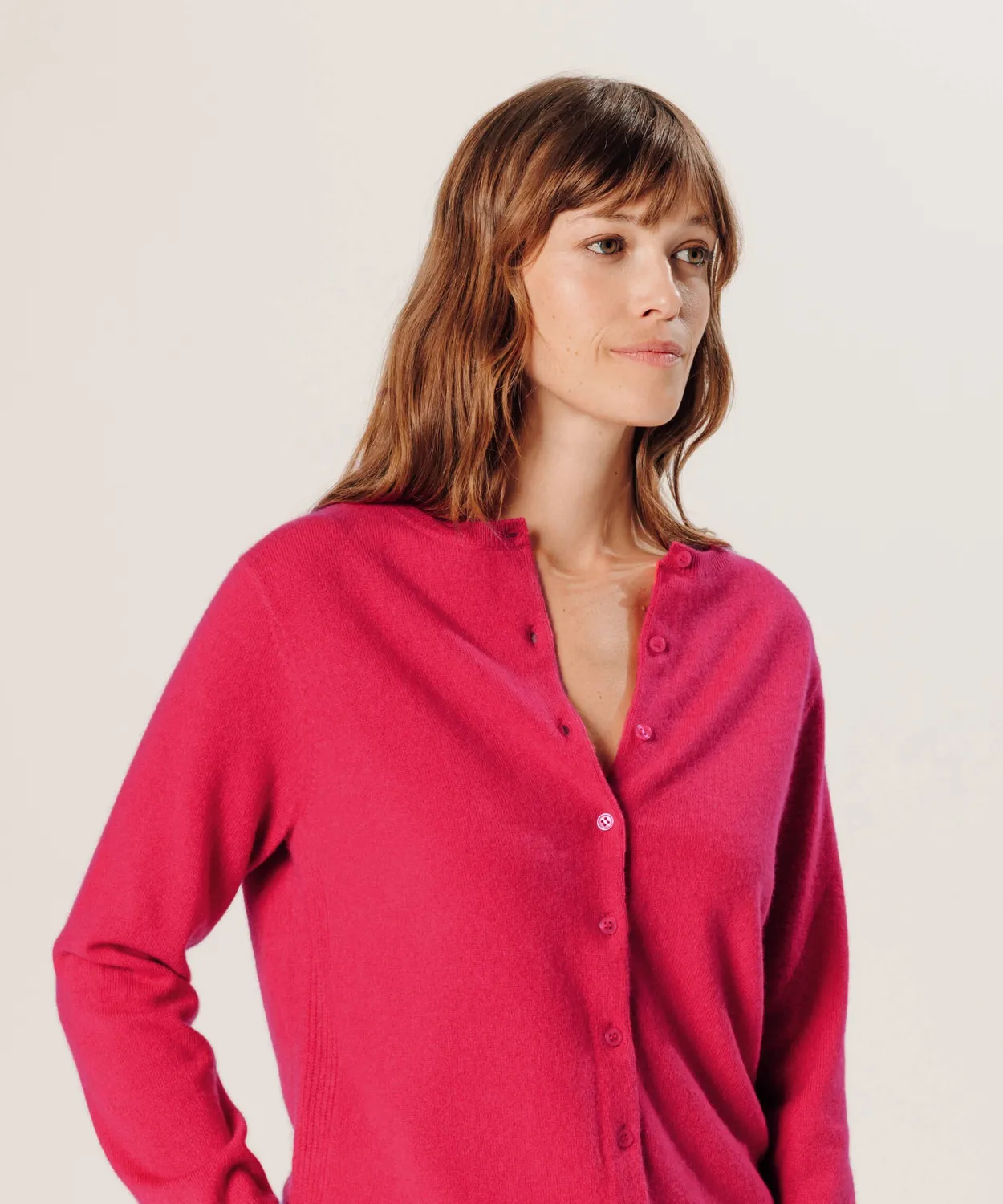 Rodier cardigan cashmere rosa geranio donna