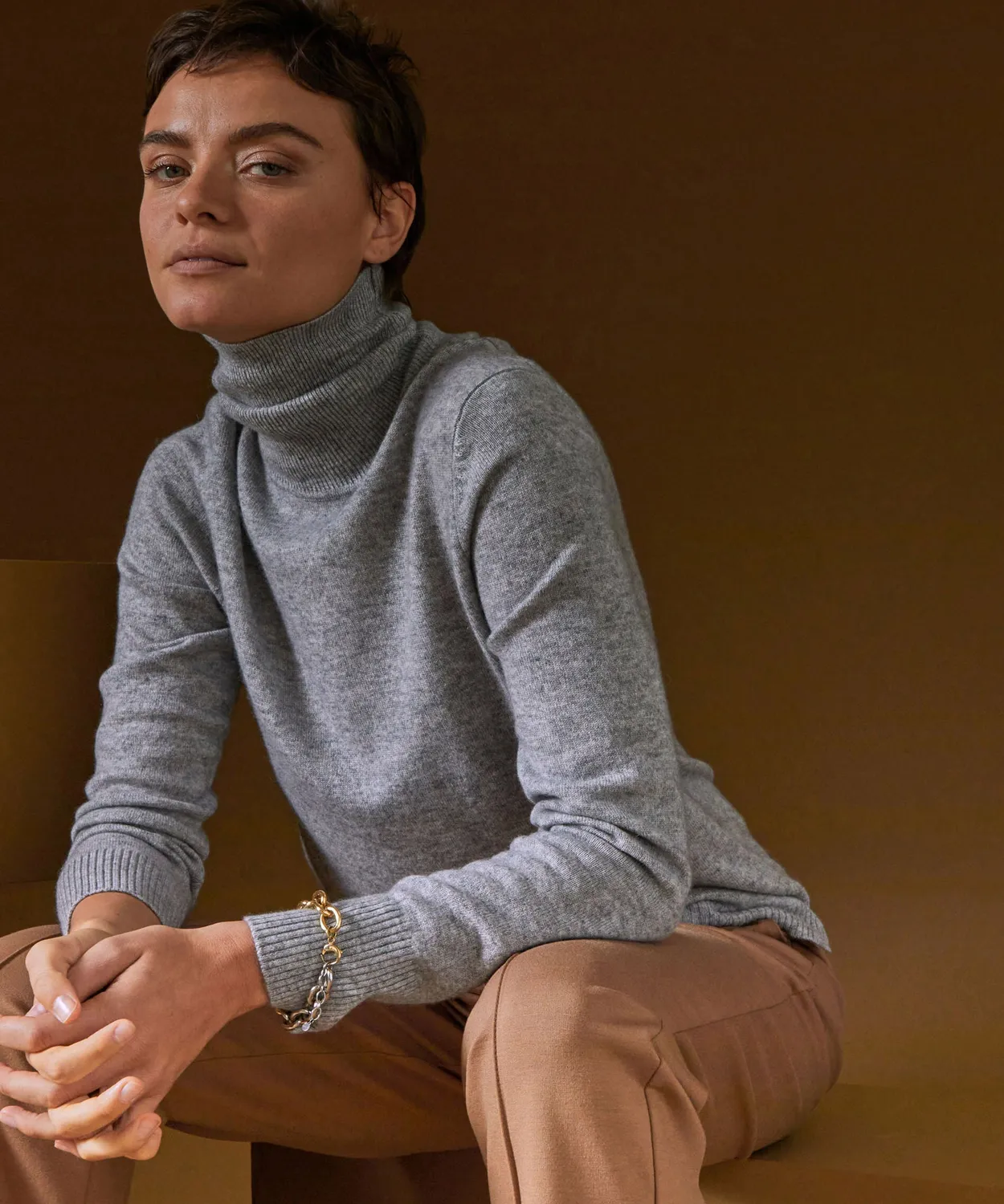 Rodier Maglione dolcevita cashmere grigio