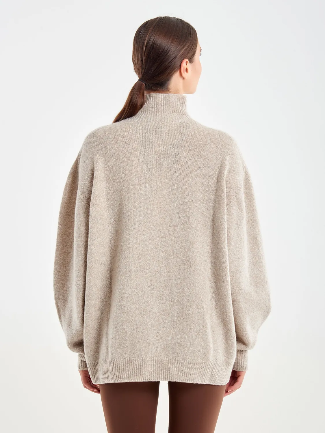 VICOLO Pull Scollo Cratere Lana Beige Unica