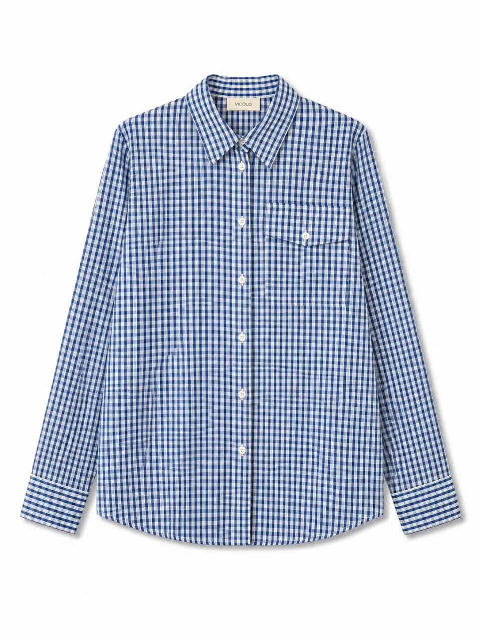 Vicolo Check camicia quadretti blu naturale maniche lunghe