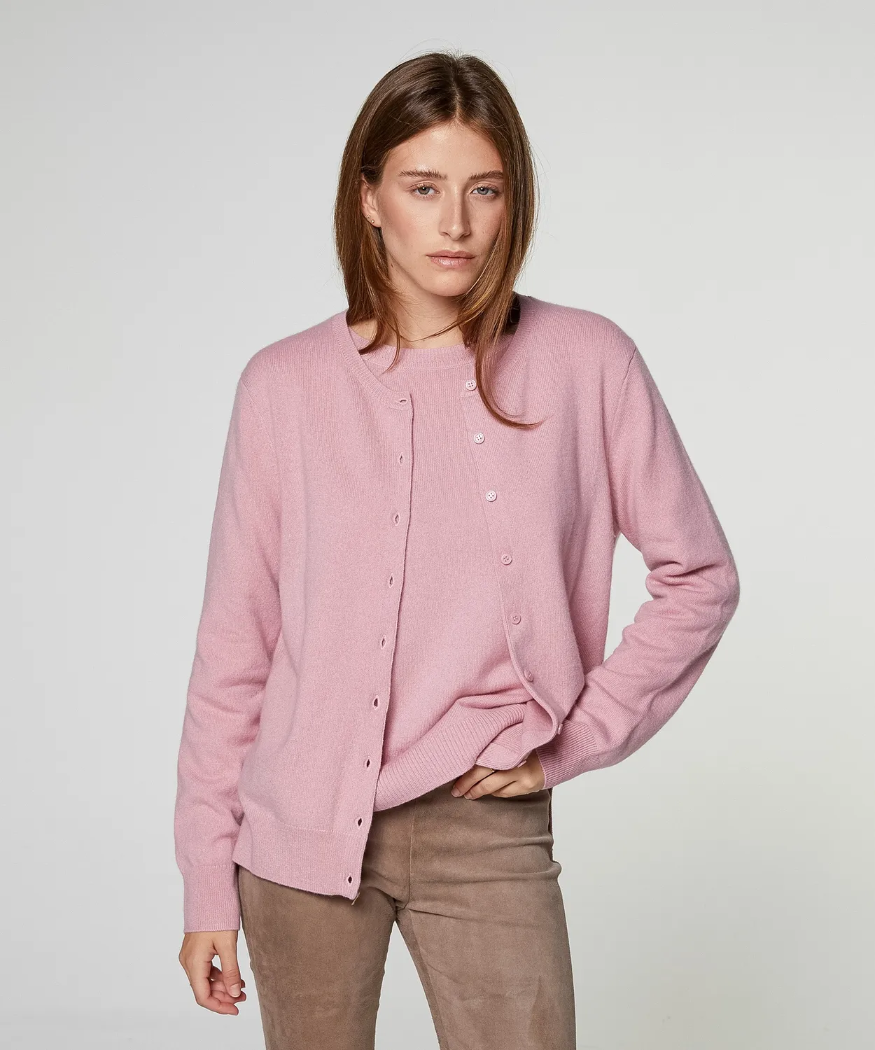 Rodier cardigan girocollo cashmere rosa