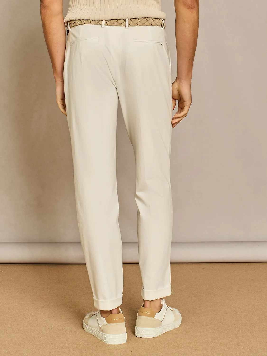 Paul Taylor pantalone wide jersey bianco uomo