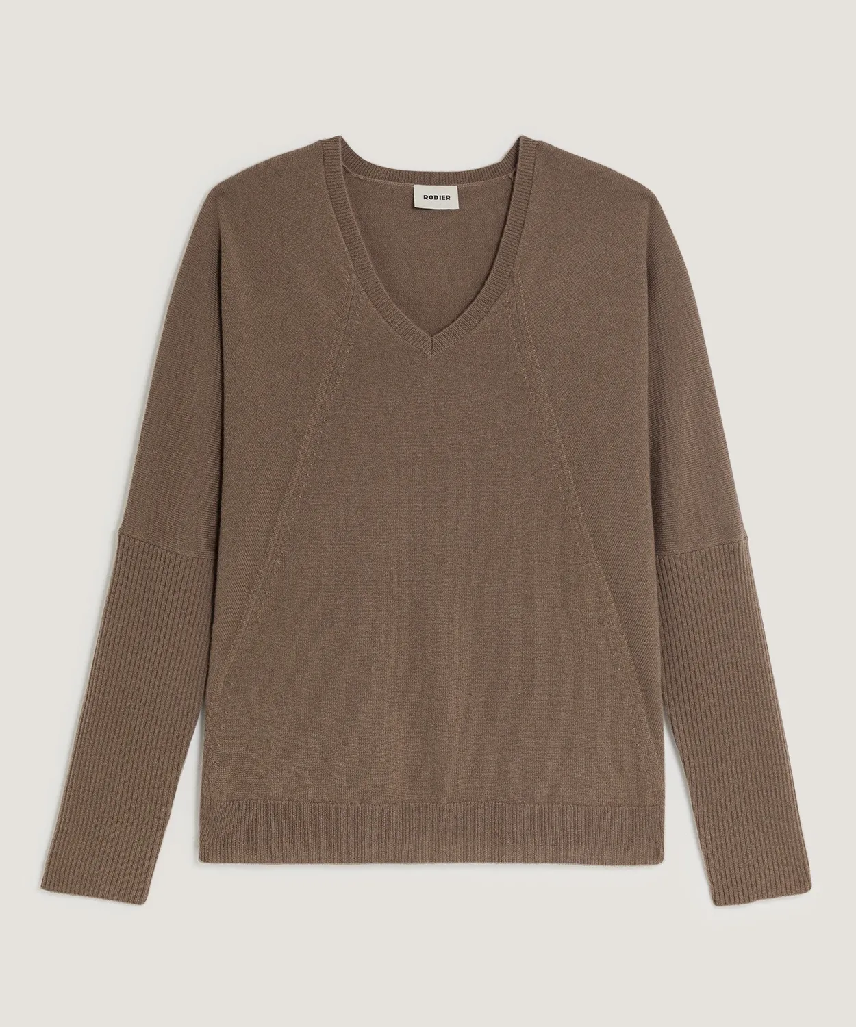 Rodier maglione oversize cashmere scollo V havana