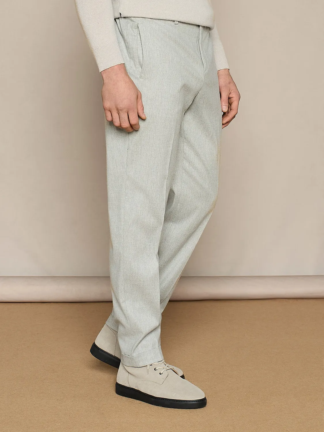 Paul Taylor pantalone flanella grigio wide fit coulisse