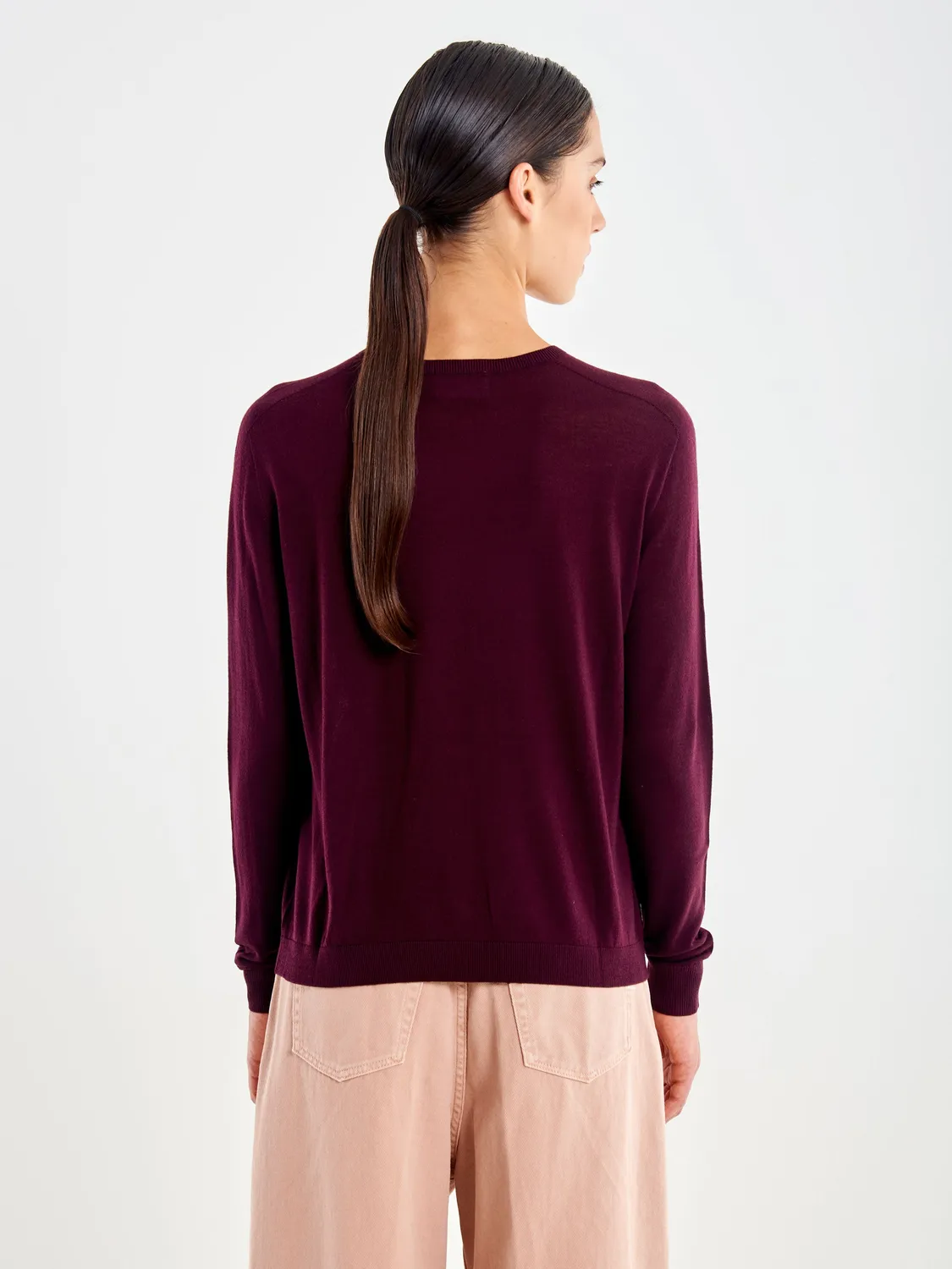 Vicolo Pull Girocollo Merinos bordeaux 100% lana