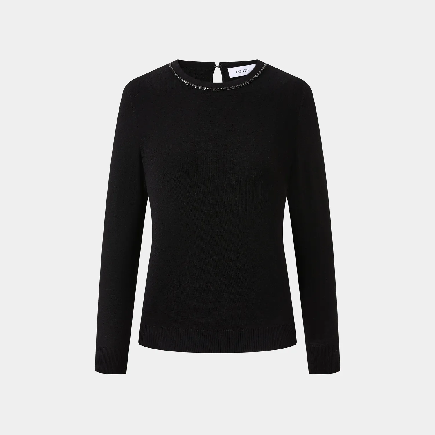 PORTS FW24 Silver Raindrop Chain maglione nero lana