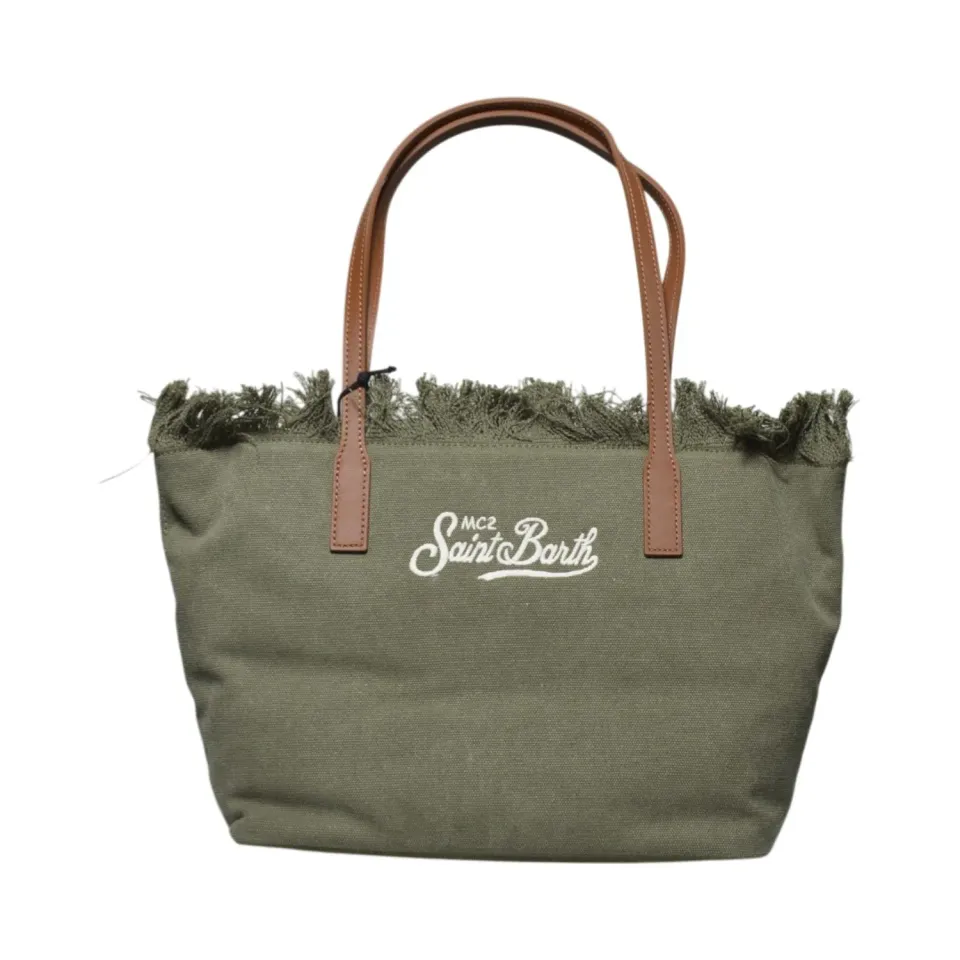 Saint Barth CBMF001 city bag mid khaki con frange
