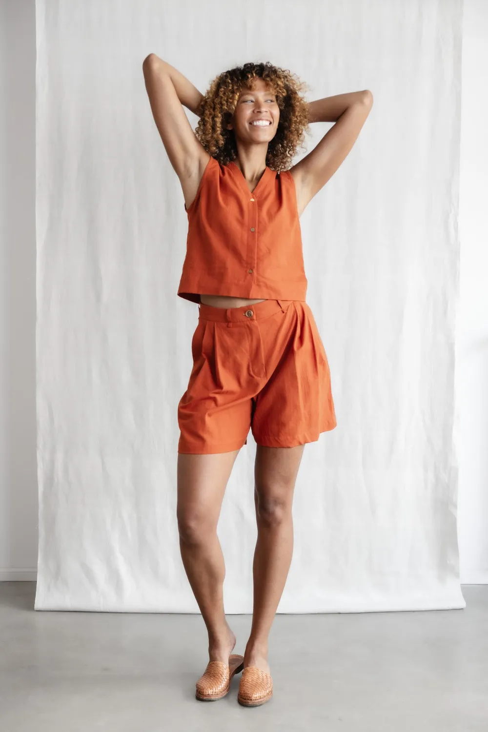 Jyoti Kamalia shorts cotone terracotta