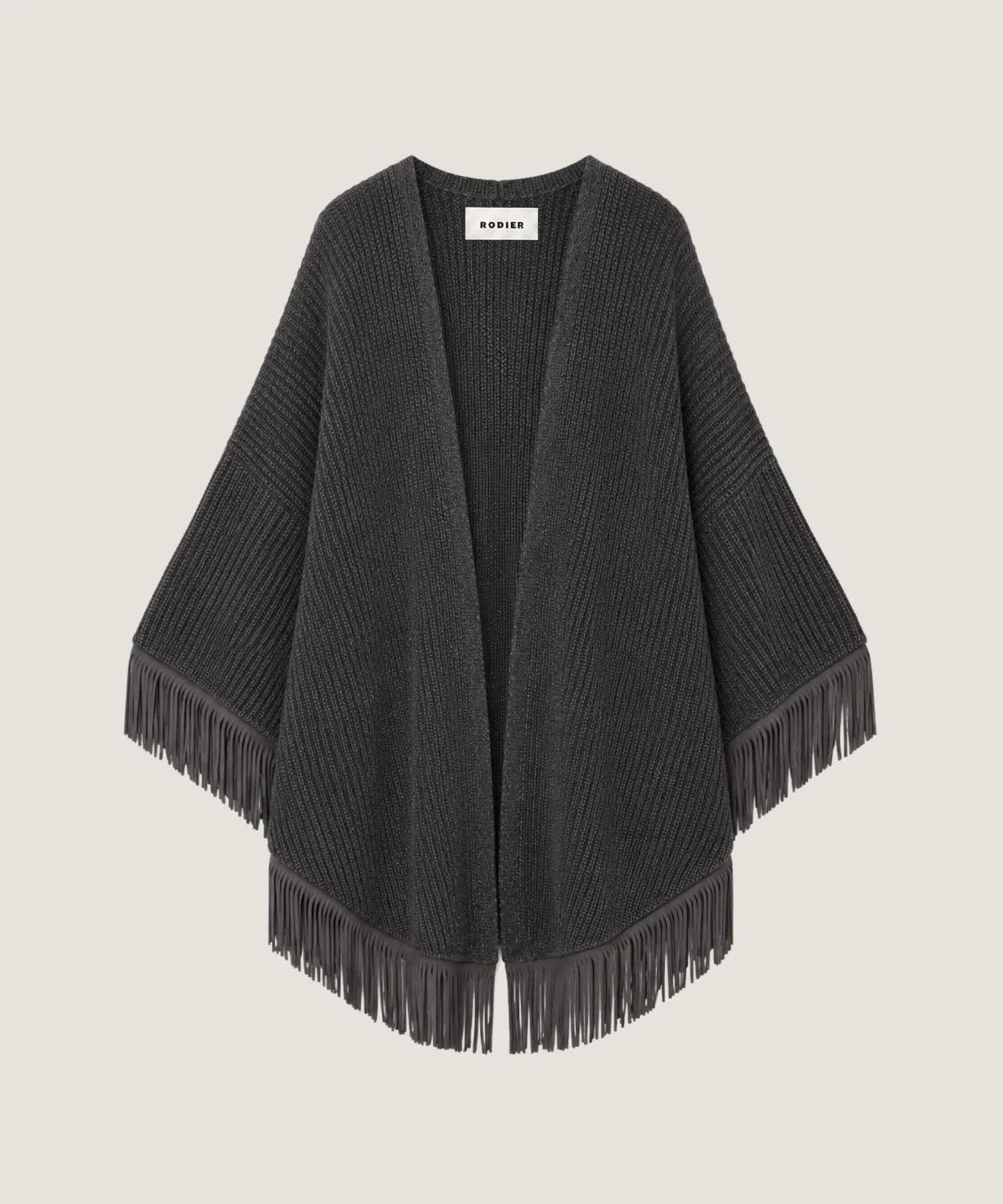 Rodier Cardigan Oversize Frange Lana Grigio Antracite