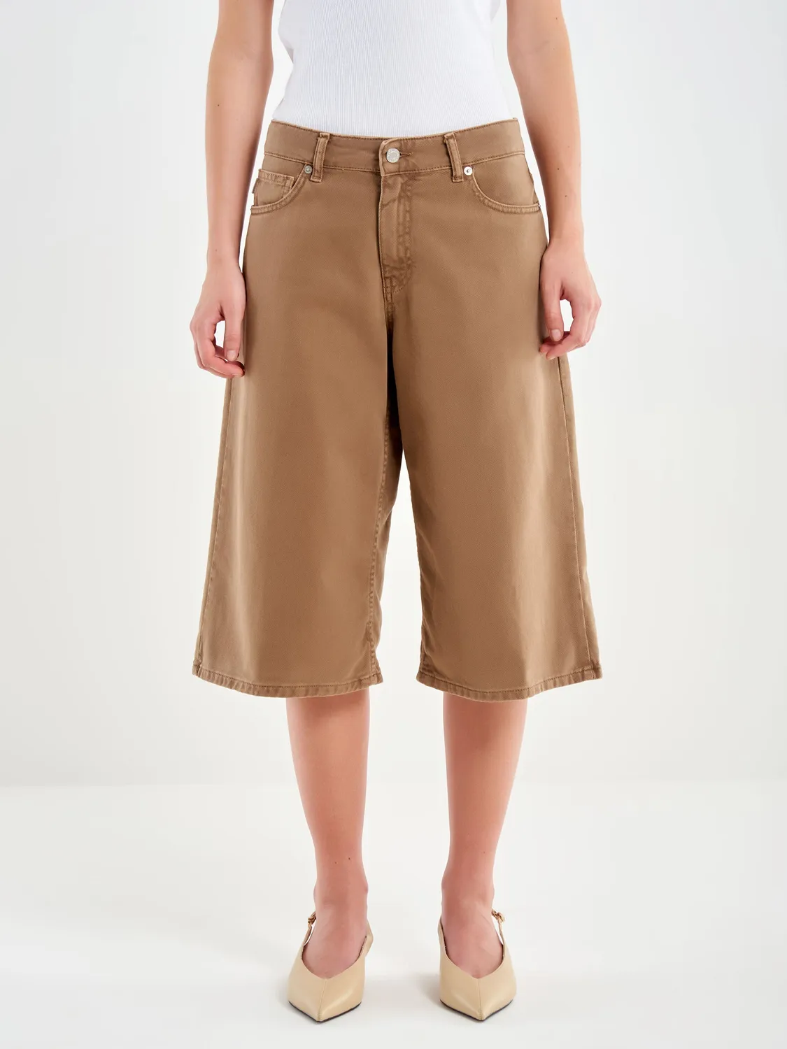 Vicolo Bermuda in Jeans Tabacco Taglia S Cotone