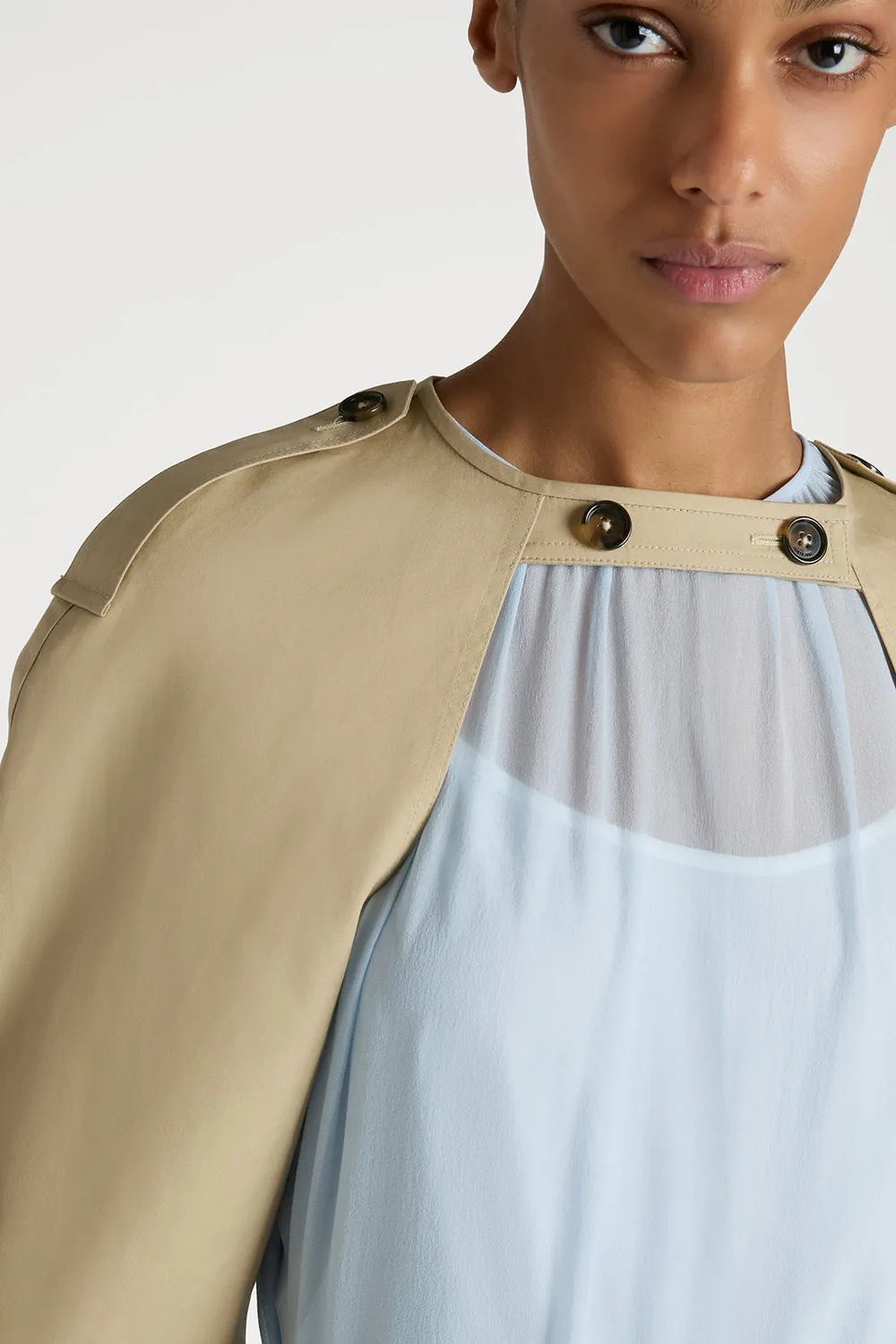 Ports Chic Buttoned giacca mantella beige cotone