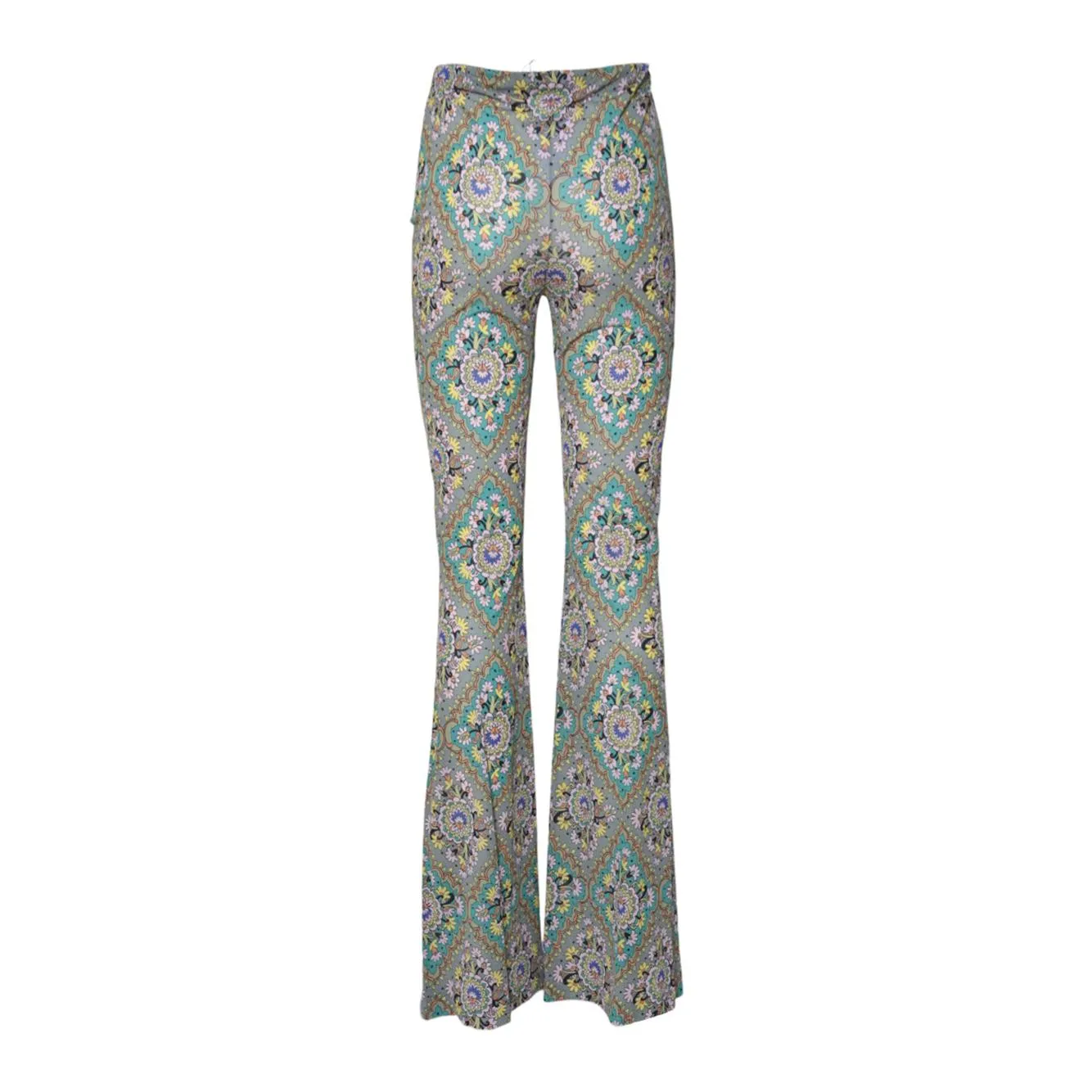Etro WREA002699IA443 pantalone flare verde viscosa